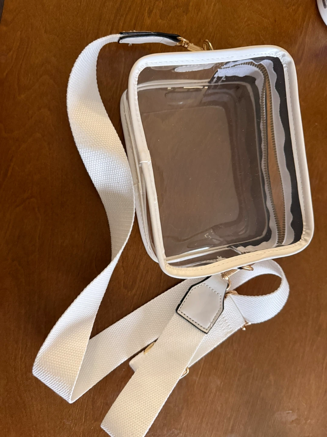 Clear Crossbody Bag with White Trim