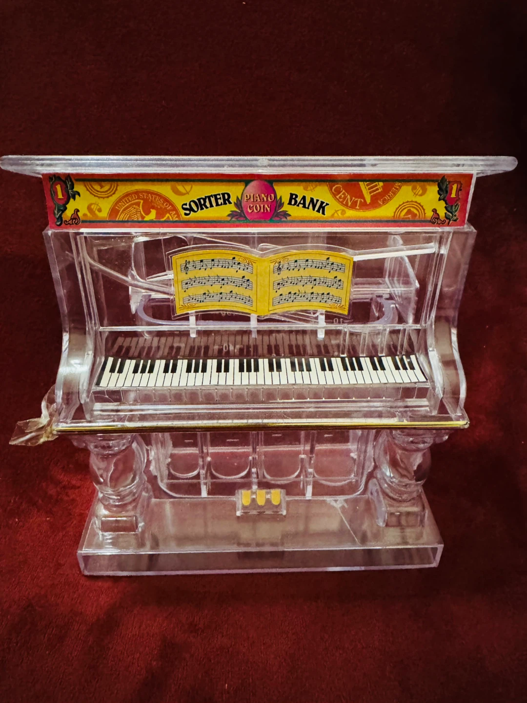 Vintage The Piano Sorter Bank/ Toy Piggy Bank