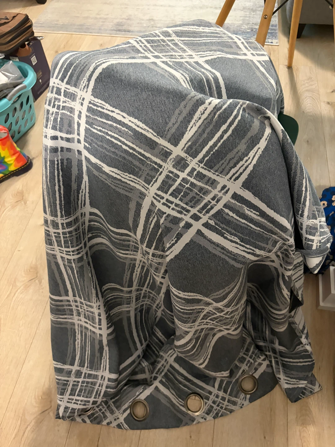 Grey Plaid Grommet Curtains
