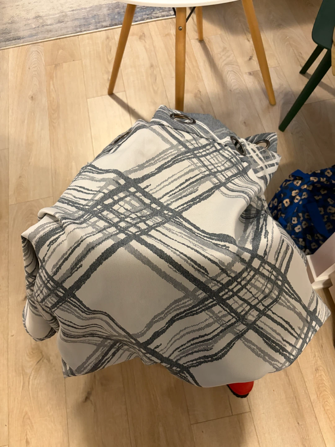 Grey Plaid Grommet Curtains - photo 2