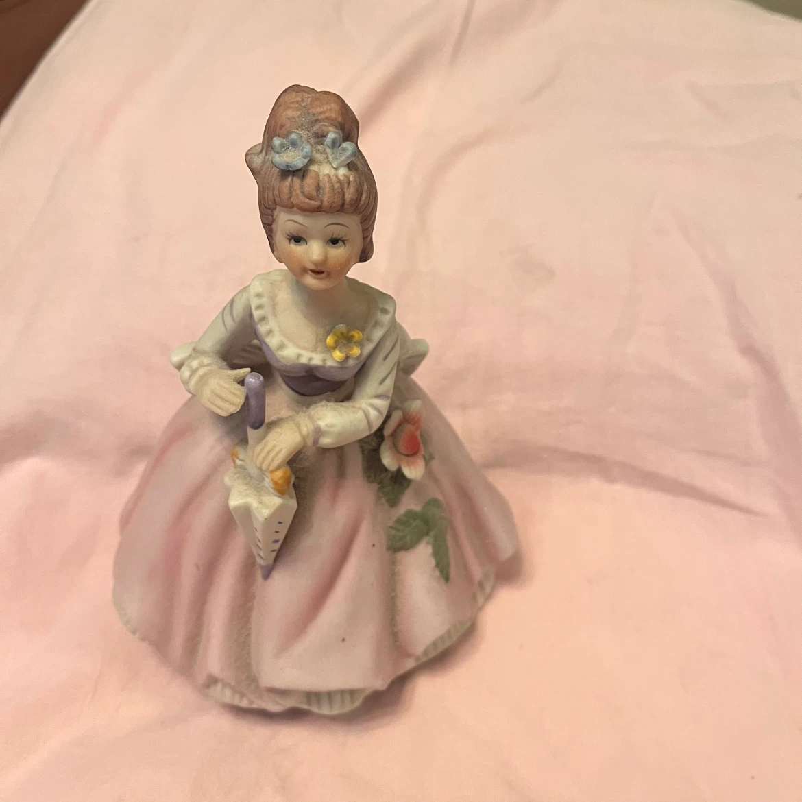Vintage Ceramic Musical Figurine - Ballerina with Umbrella