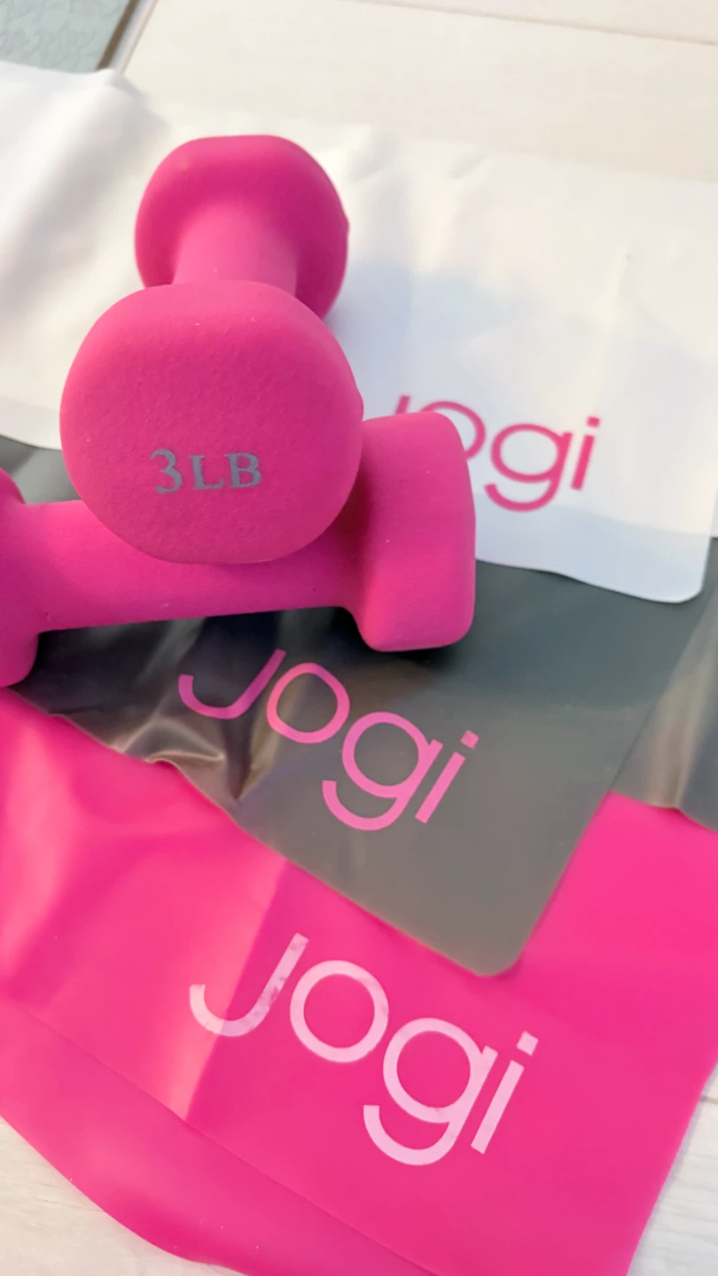 Pink 3LB Dumbbells with Resistance Bands