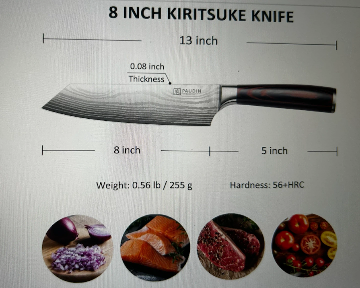 PAUDIN 8 Inch Kiritsuke Knife - photo 4