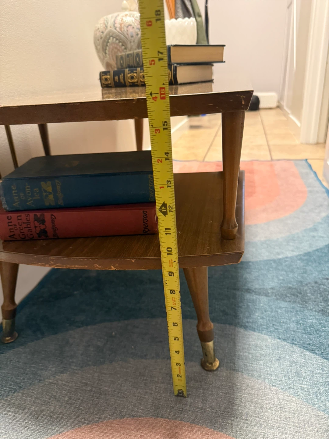 Vintage MCM two-tier wooden coffee table with magazine rack - photo 5