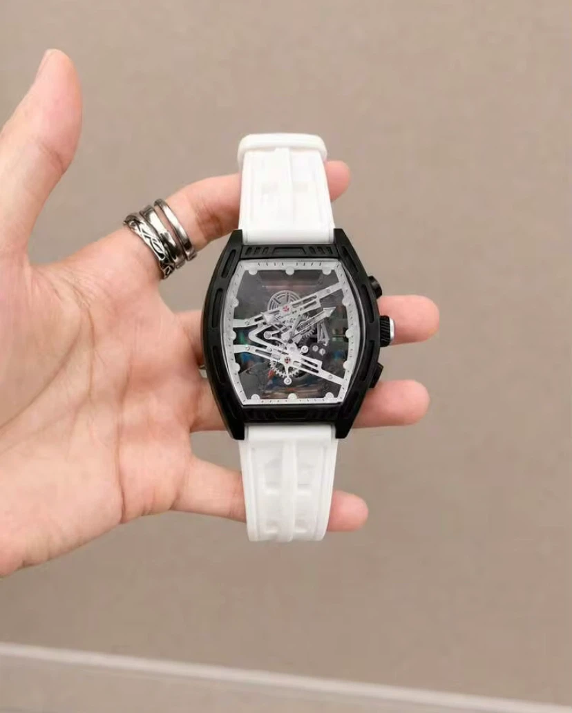 Skeleton Tonneau Style Watch