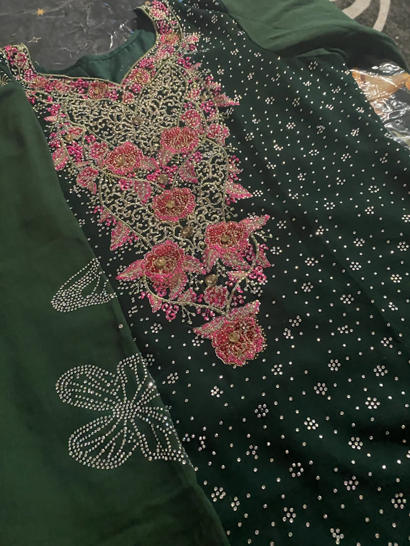 Embroidered Green Kurti