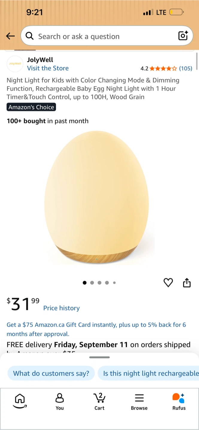 BNIB JolyWell Night Light for Kids