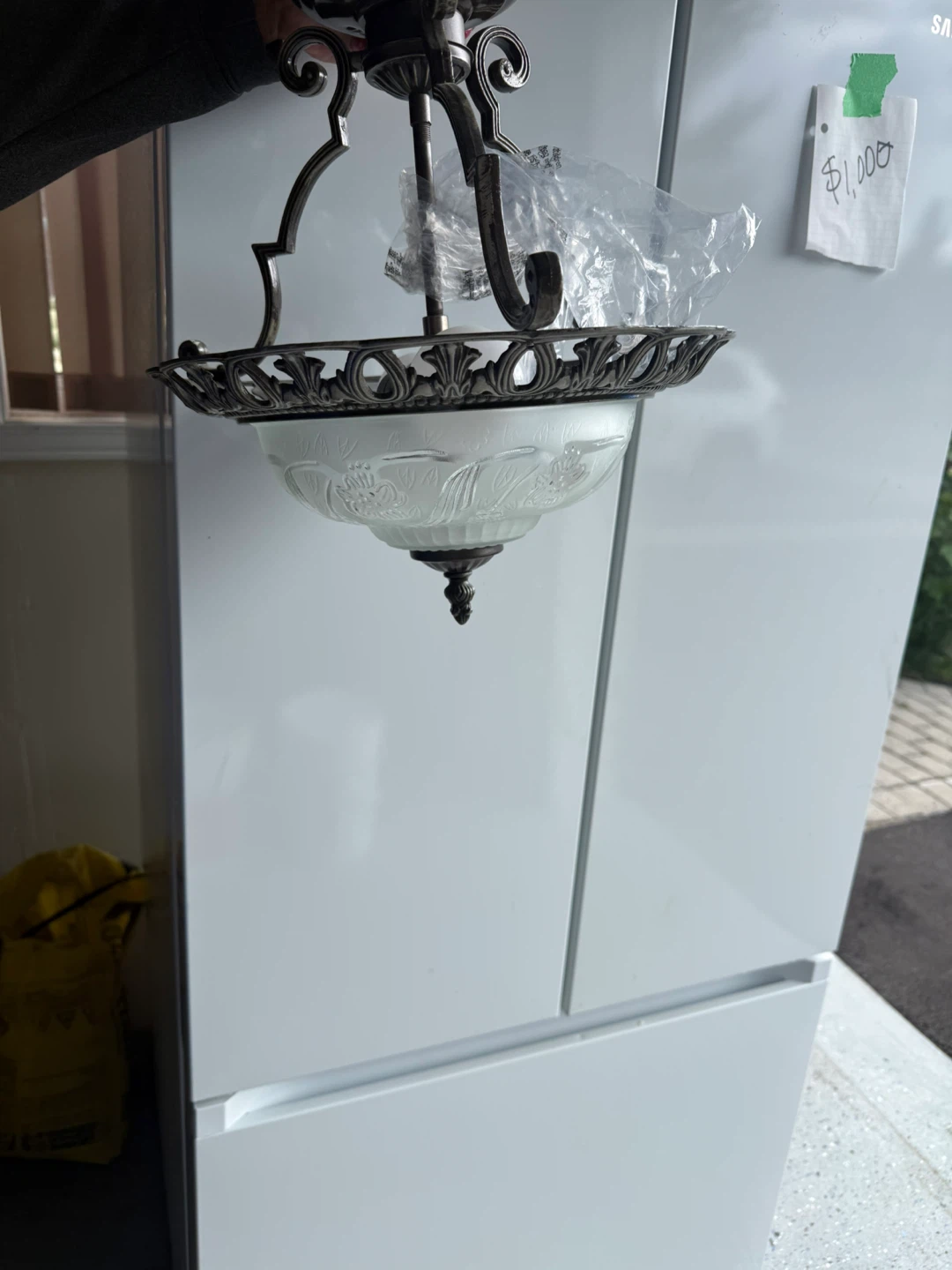 Metal and Frosted Glass Ceiling Light