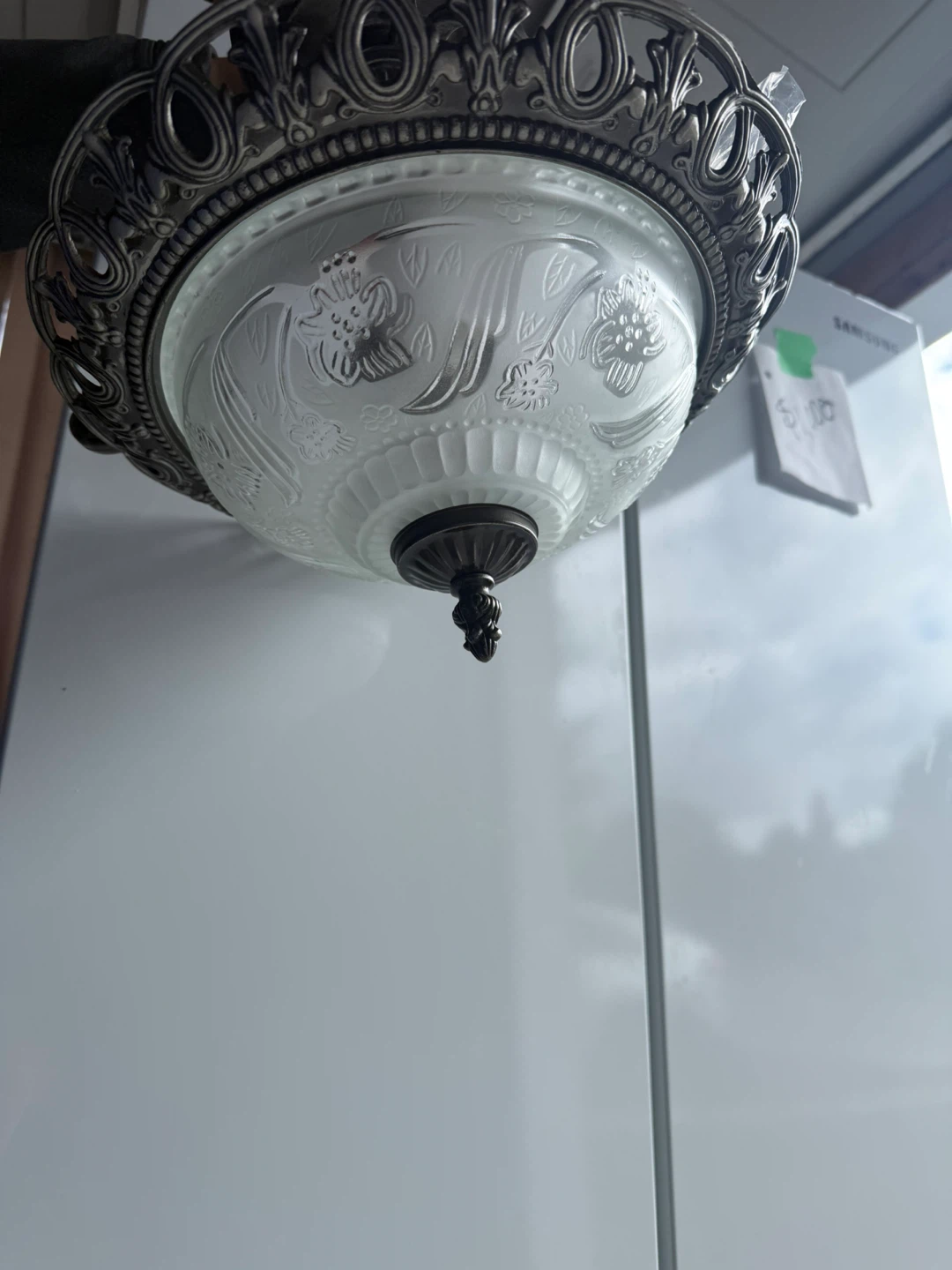Metal and Frosted Glass Ceiling Light - photo 2