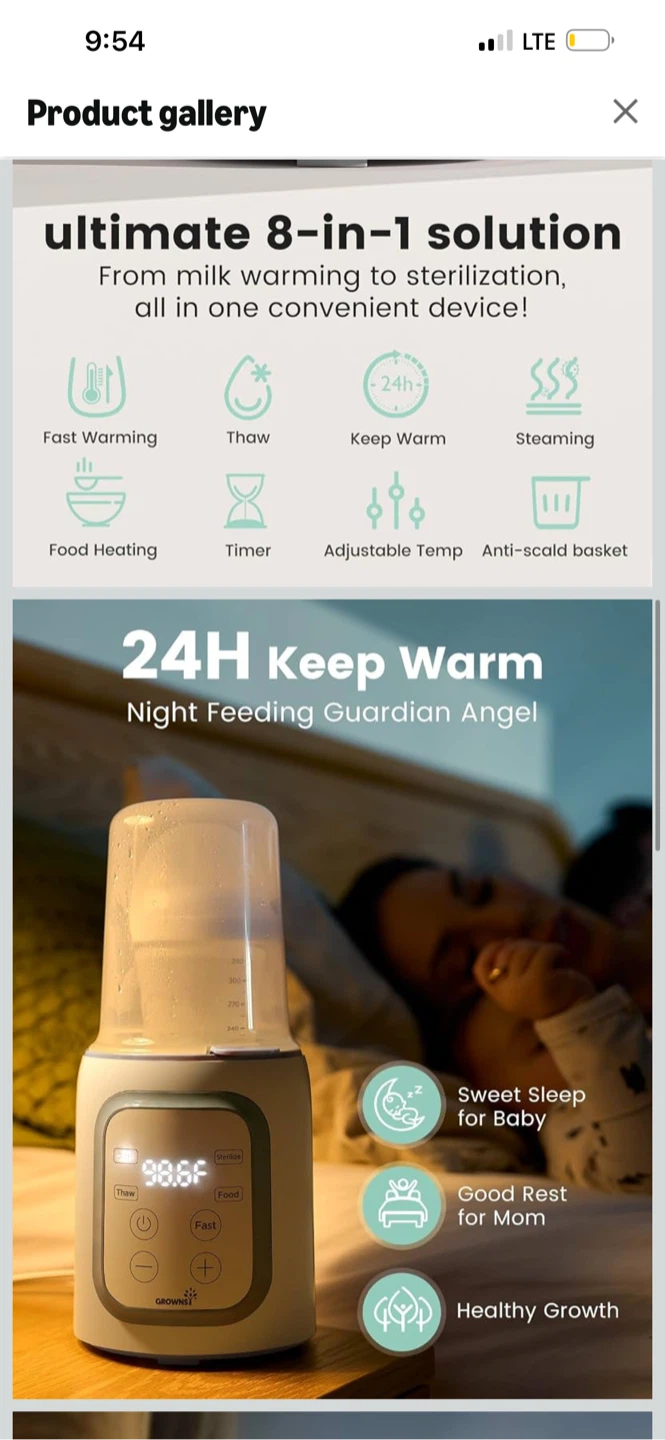 NEW! Grownsy 8-in-1 Fast Bottle Warmer with Timer - photo 3