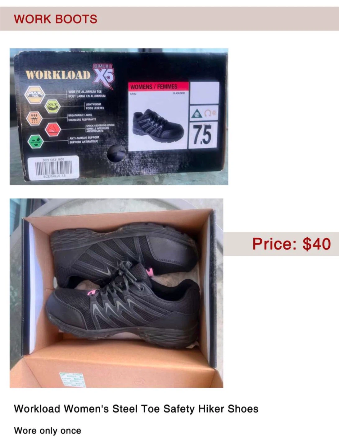 Workload Women's Steel Toe Safety Hiker Shoes