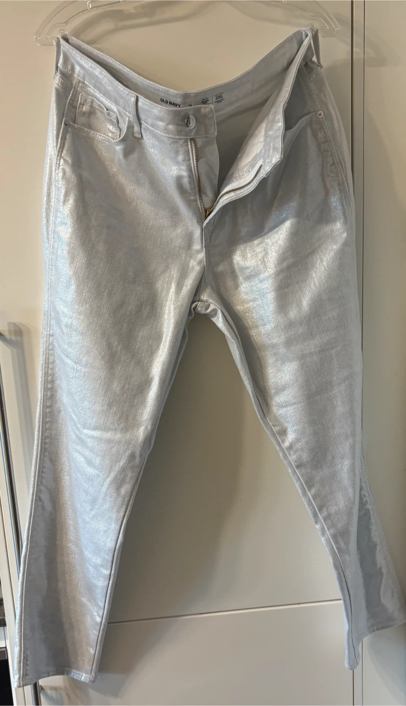 Old Navy Silver Sparkle High-Rise Vintage Slim Jeans Size 12 - photo 5