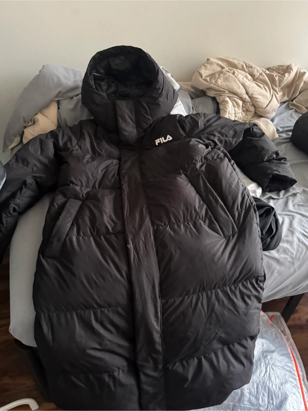 FILA Long Puffer Winter Jacket with Hood – Size L