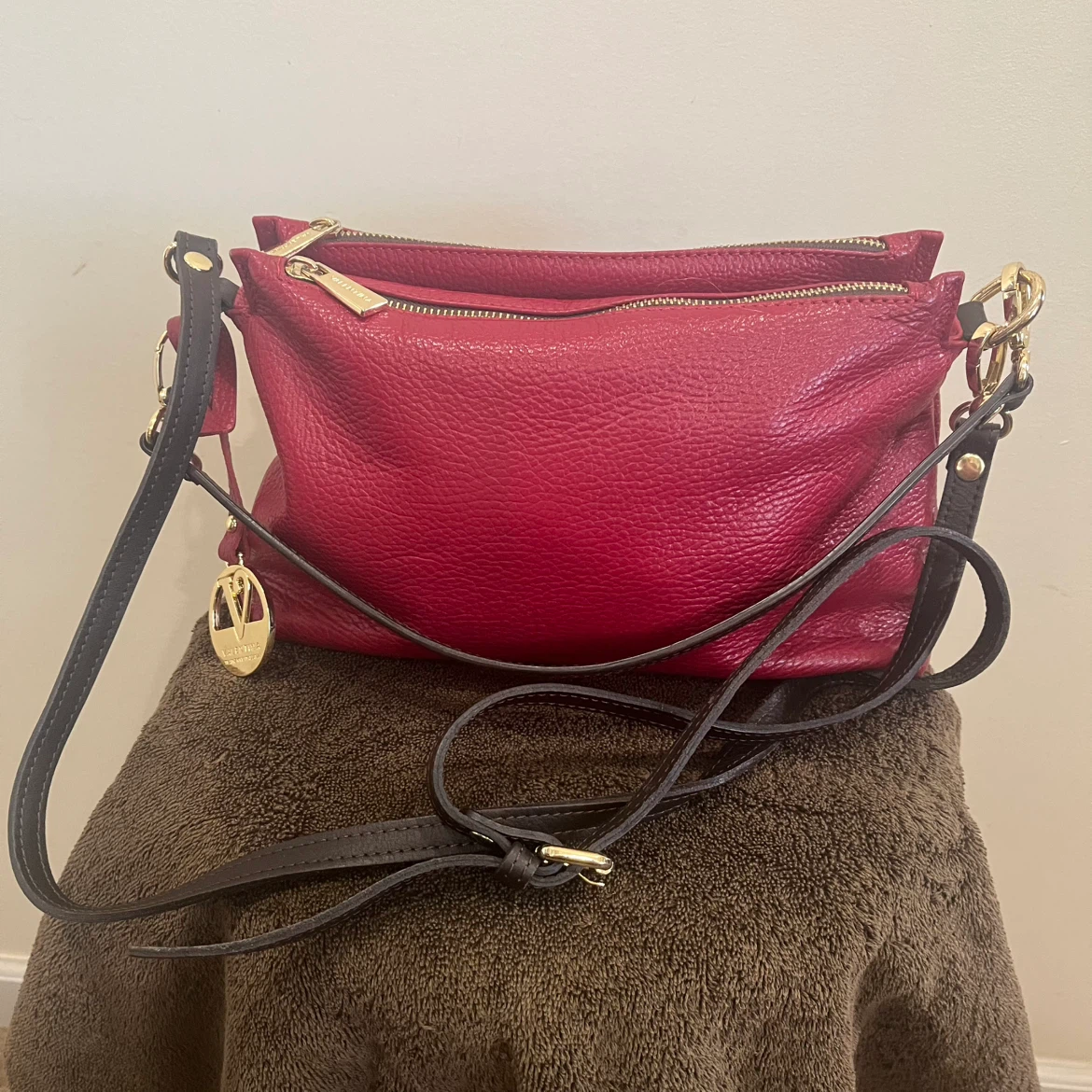 Valentina Red Leather Crossbody Bag