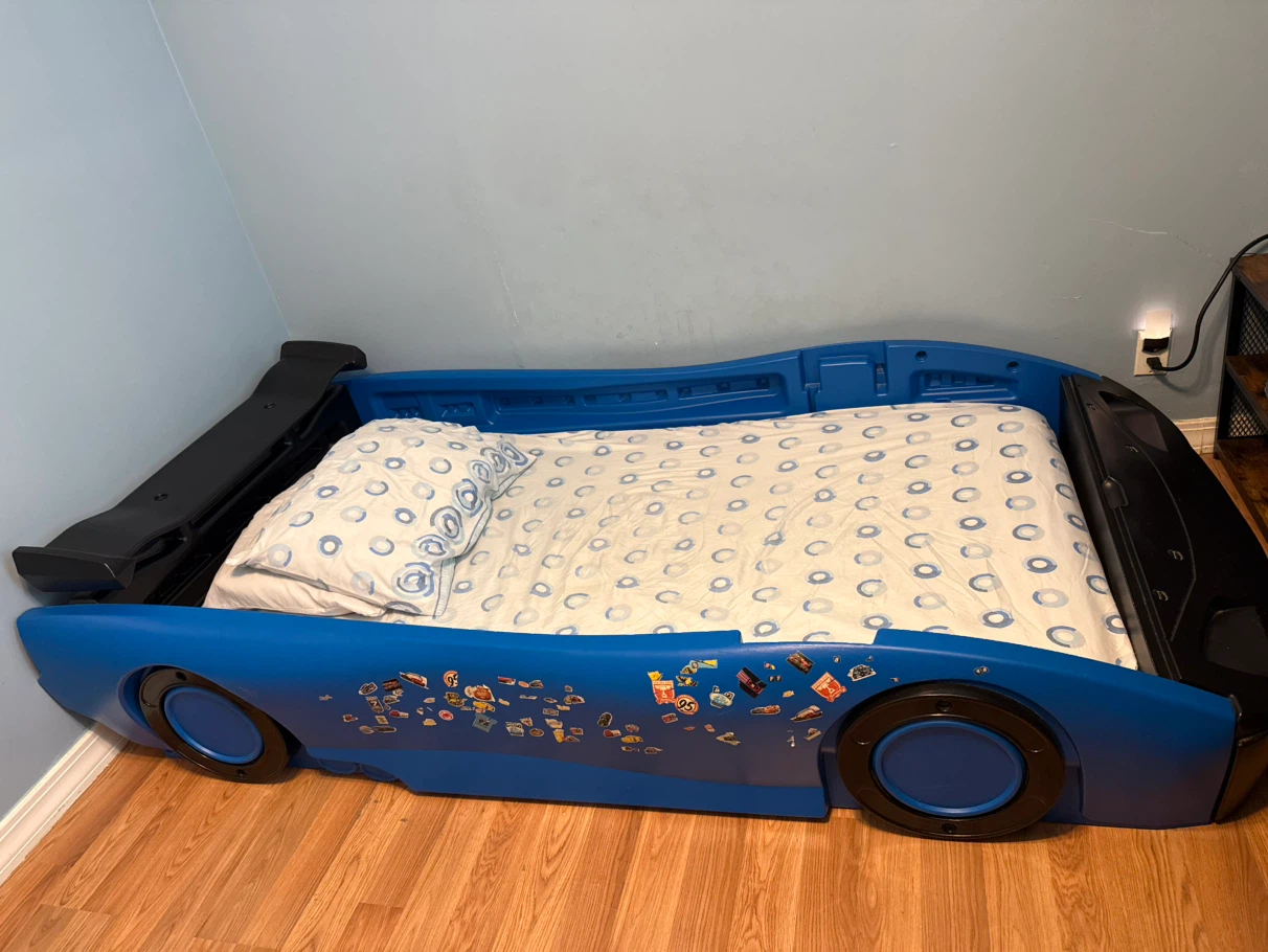 Blue Race Car Toddler Bed