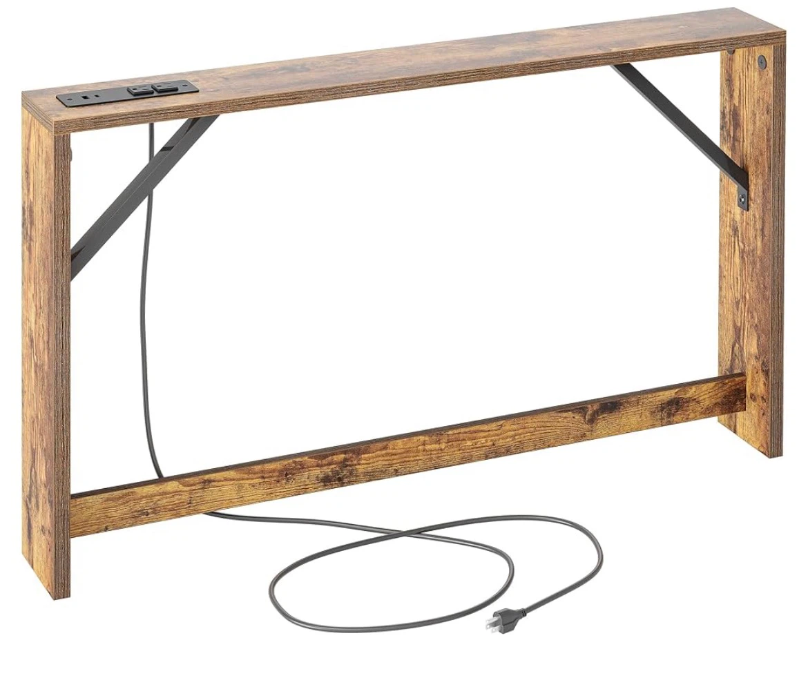 Sleek Narrow Console Table with Built-in Power