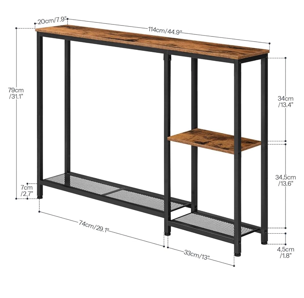 2-Tier Console Table with Shelves - photo 2