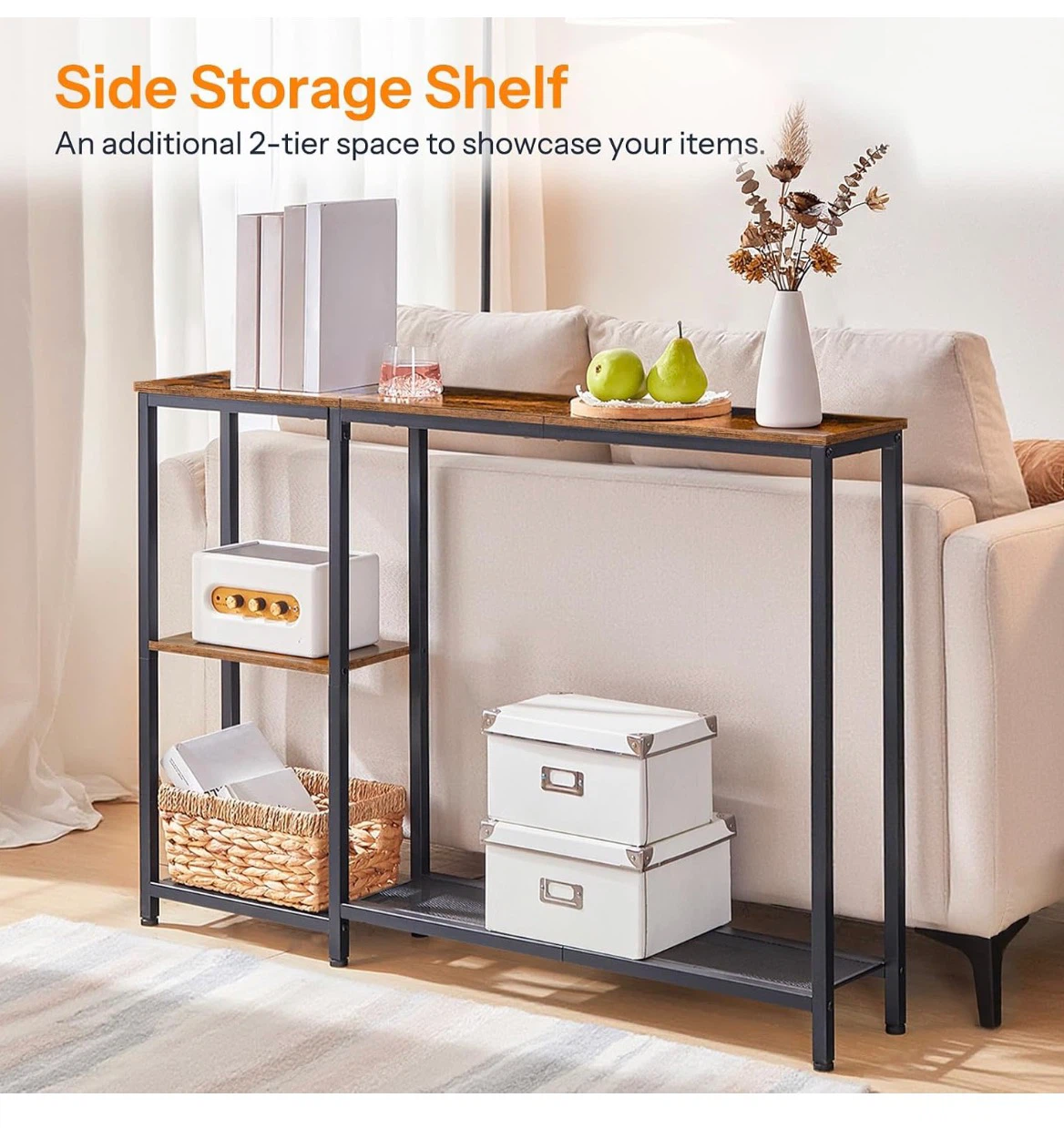 2-Tier Console Table with Shelves - photo 3
