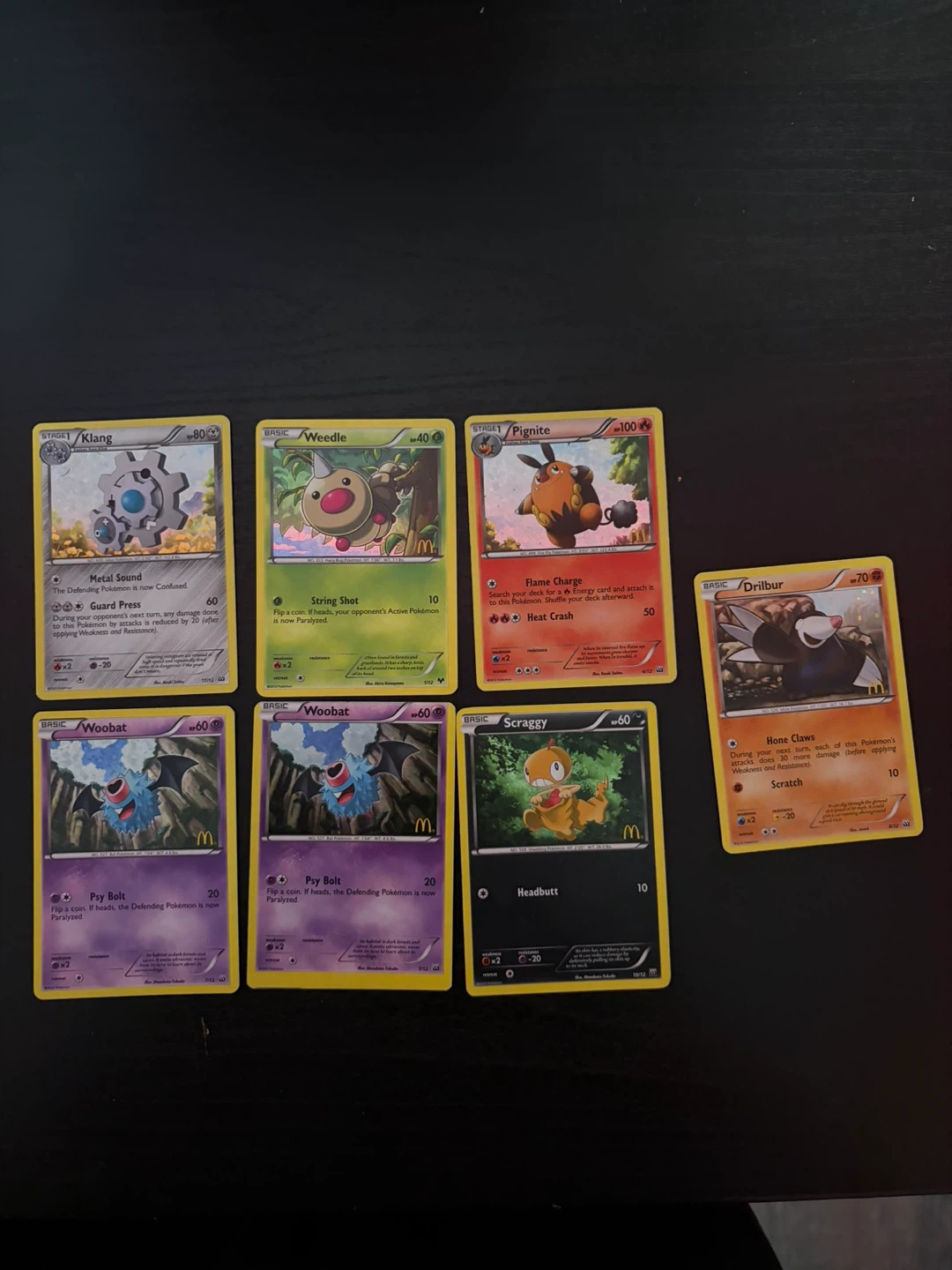 Set of 7 McDonald's Pokemon Trading Cards