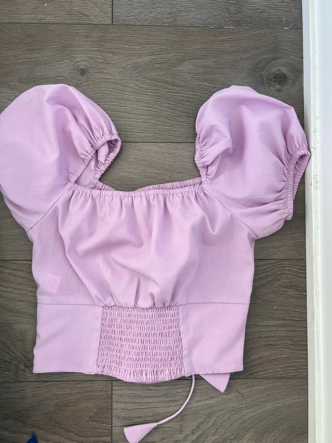 Lilac Puff Sleeve Crop Top - photo 2