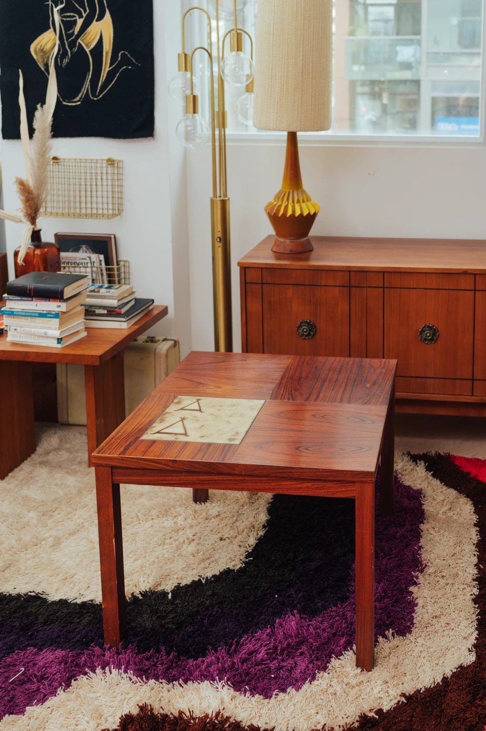 Vintage Rosewood End Table with Artisan Tile Inlay – 1970s - photo 2