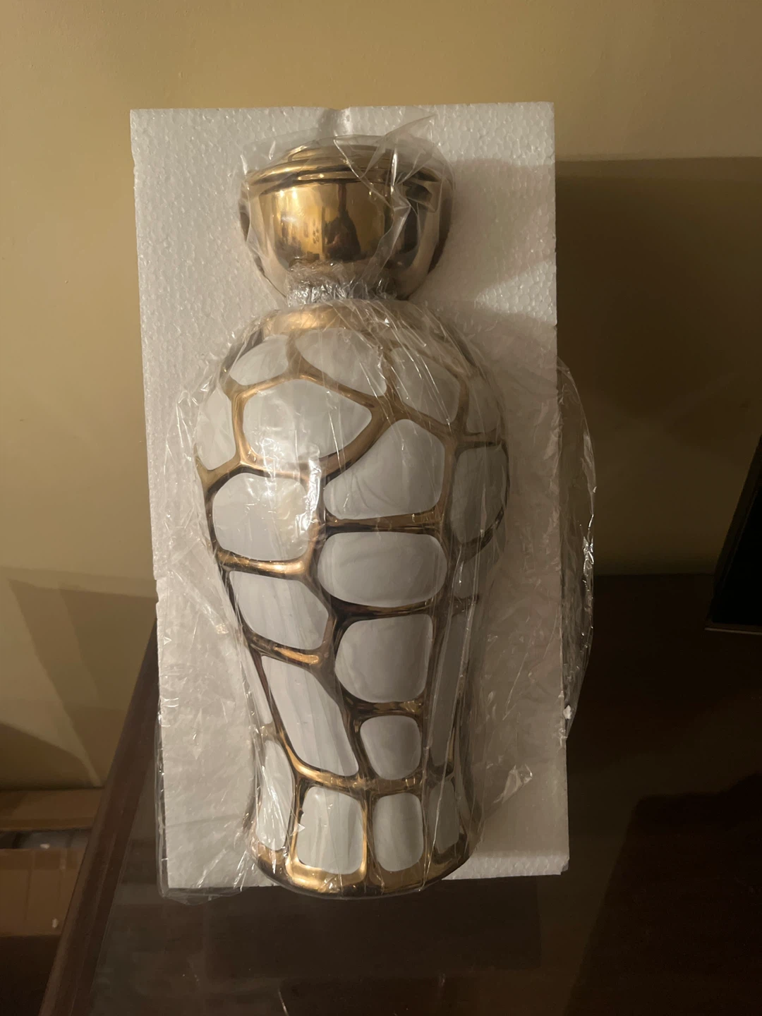 NEW White & Gold Luxury Ginger Jar / Vase (17” x 7”) - photo 2