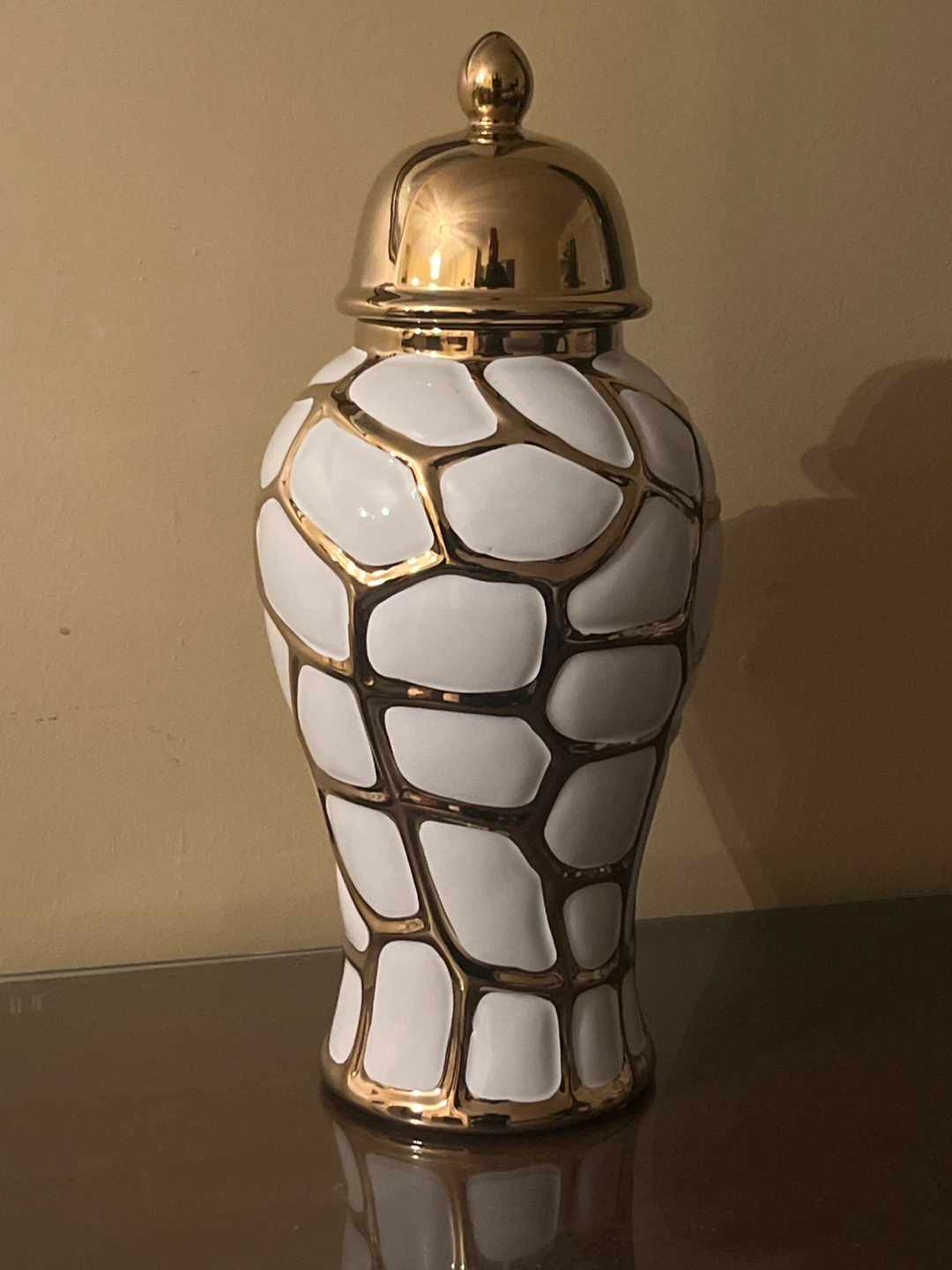NEW White & Gold Luxury Ginger Jar / Vase (17” x 7”) - photo 3