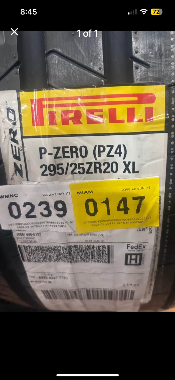 Pirelli P-Zero (PZ4) 295/25ZR20 XL Tires (Set of 4)
