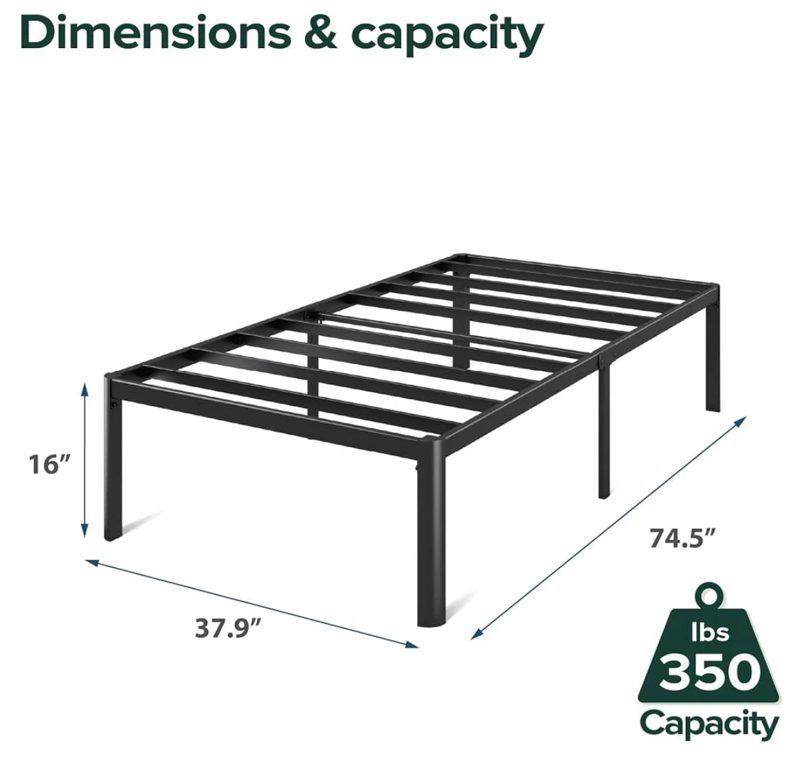 16 inch twin Metal Bed Frame - photo 2