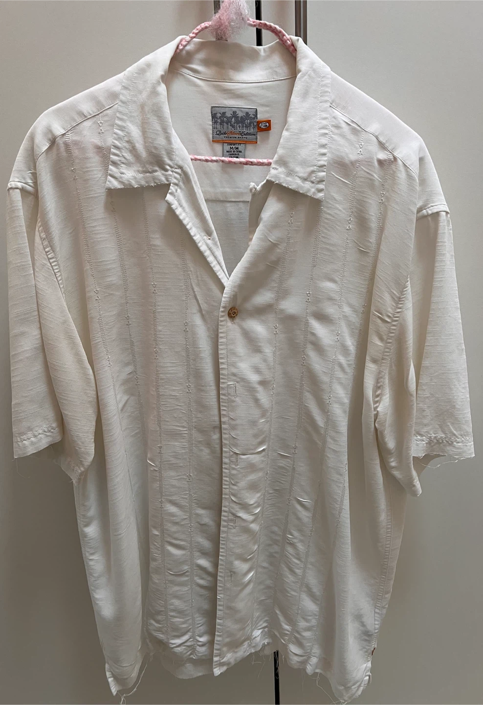 Quiksilver Edition Men's White Short Sleeve Shirt - Medium
