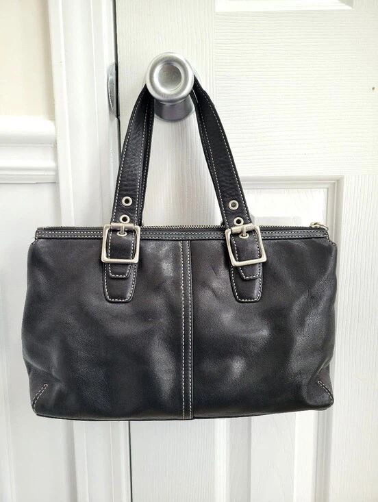 Coach Black Leather Tote Bag