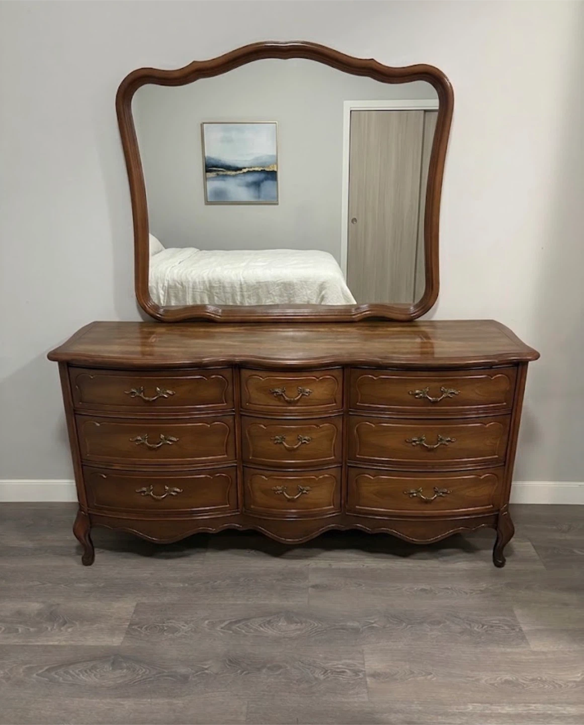Vintage Wooden Dresser with Mirror