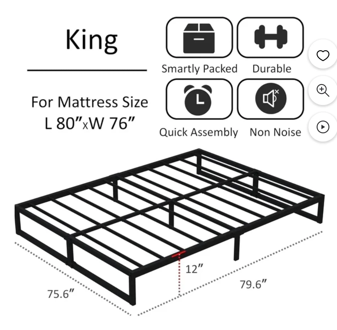 12 inch King Size Metal Bed Frame - photo 2