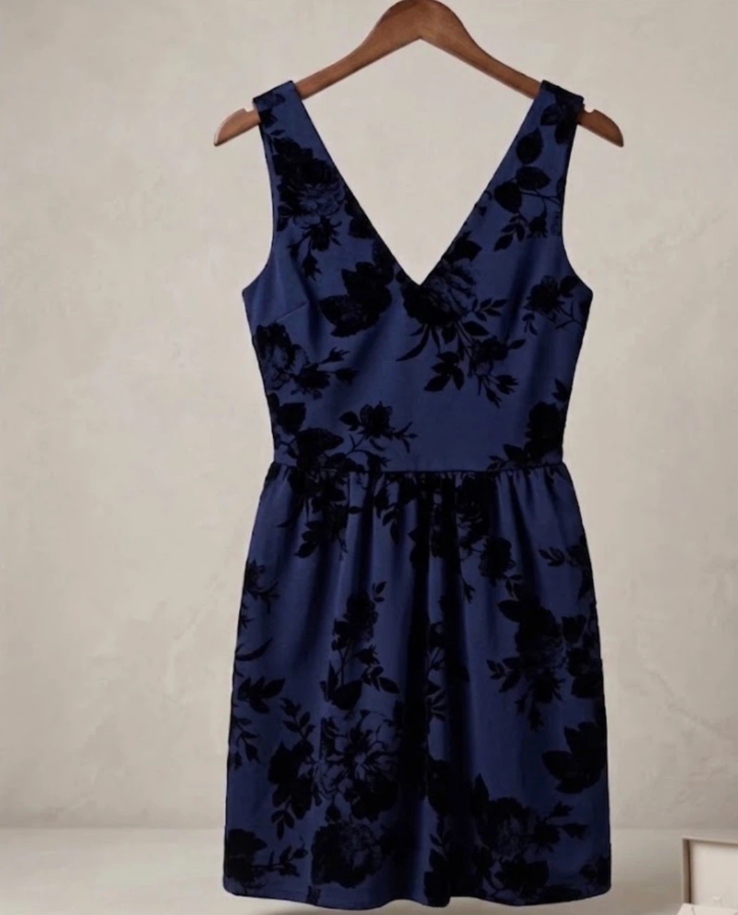 Blue Floral jacquard-velvet Dress