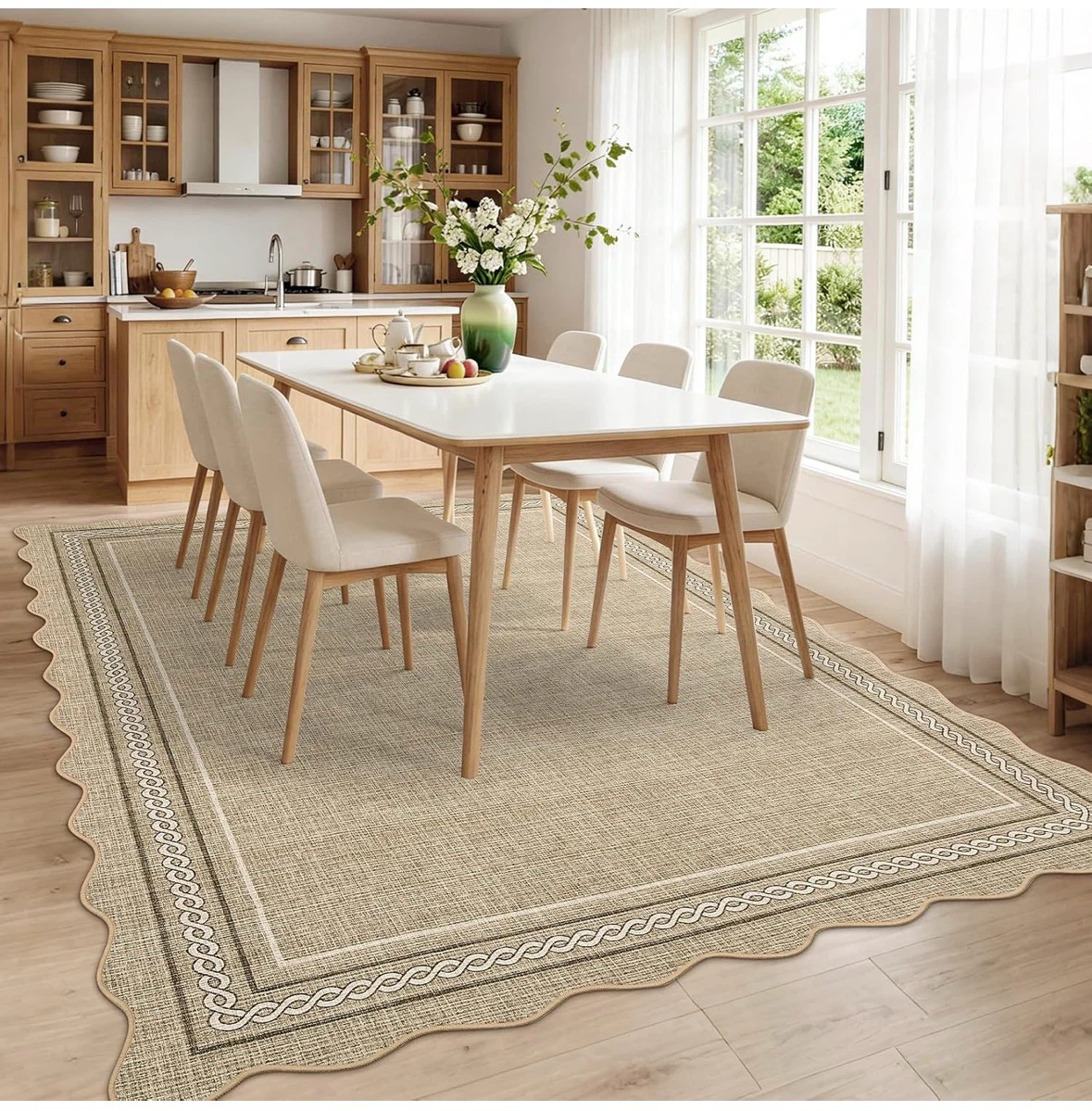 Beige Scalloped Edge Area Rug 9x12 ft - photo 3