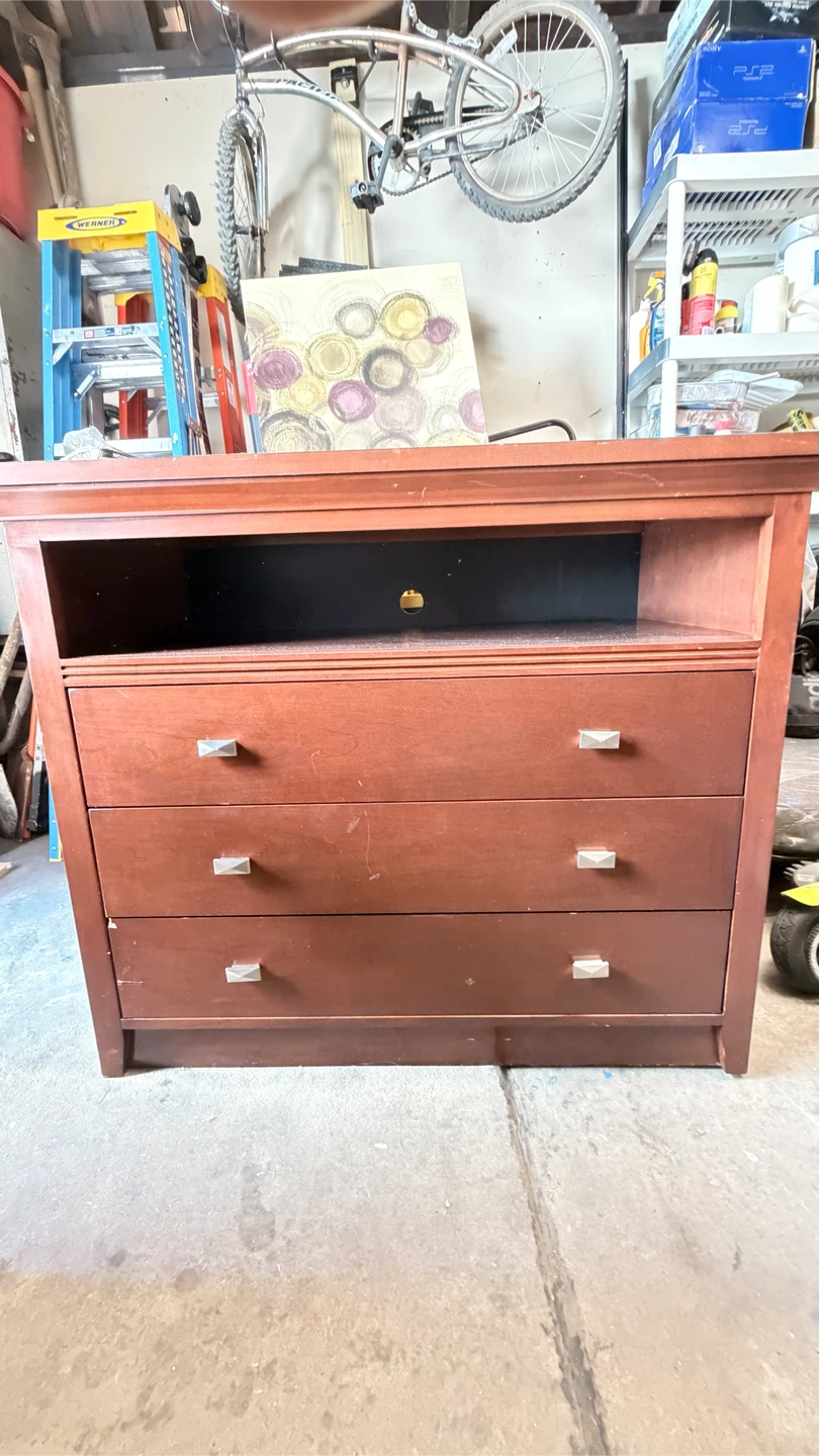 Wooden Media Console with Drawers