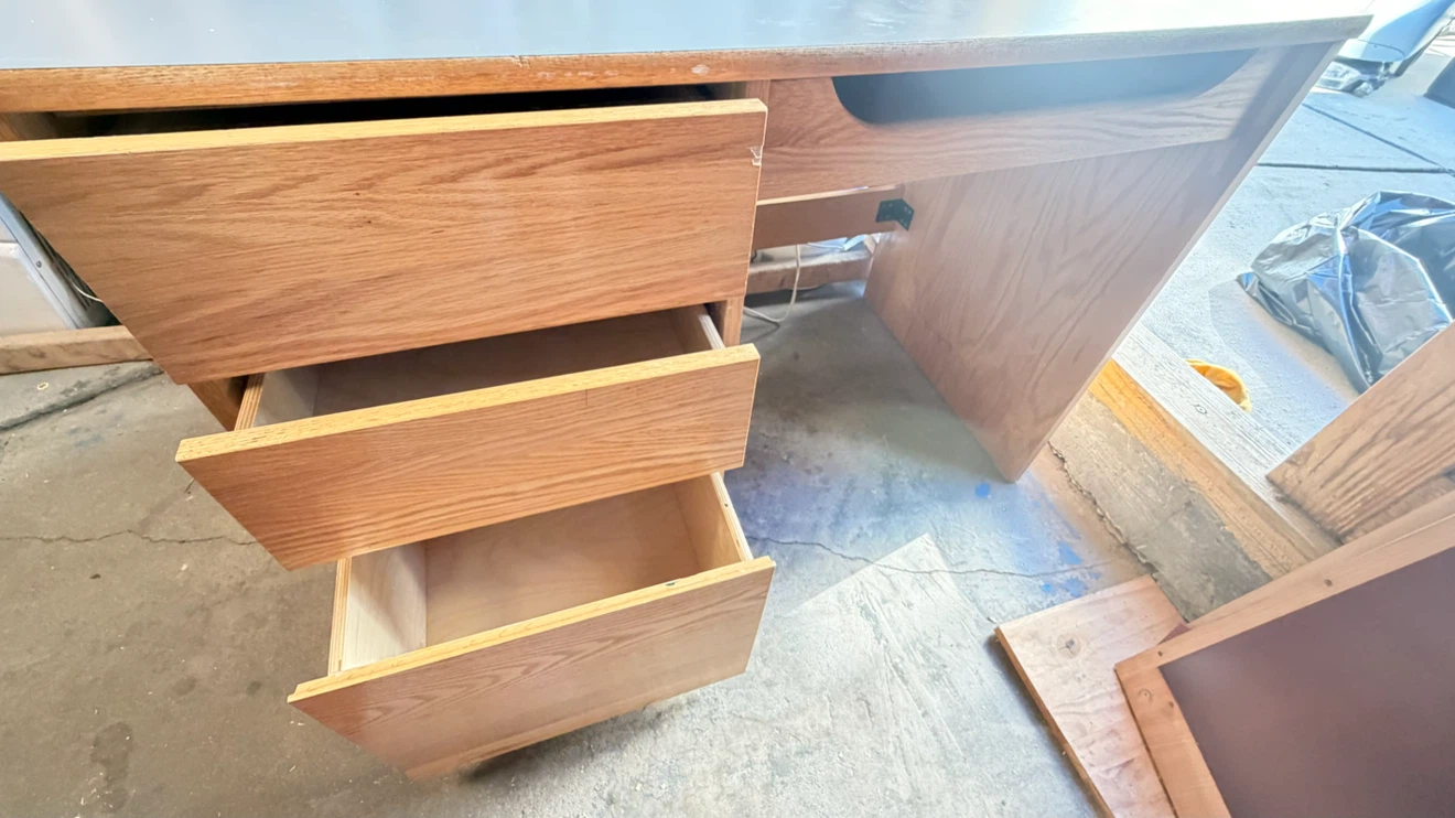 Wooden Desk with Three Drawers - photo 4