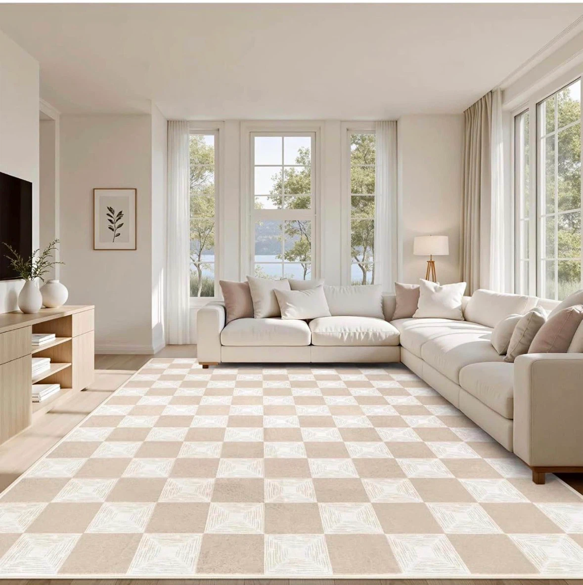 Checkered Area Rug 8x10 ft