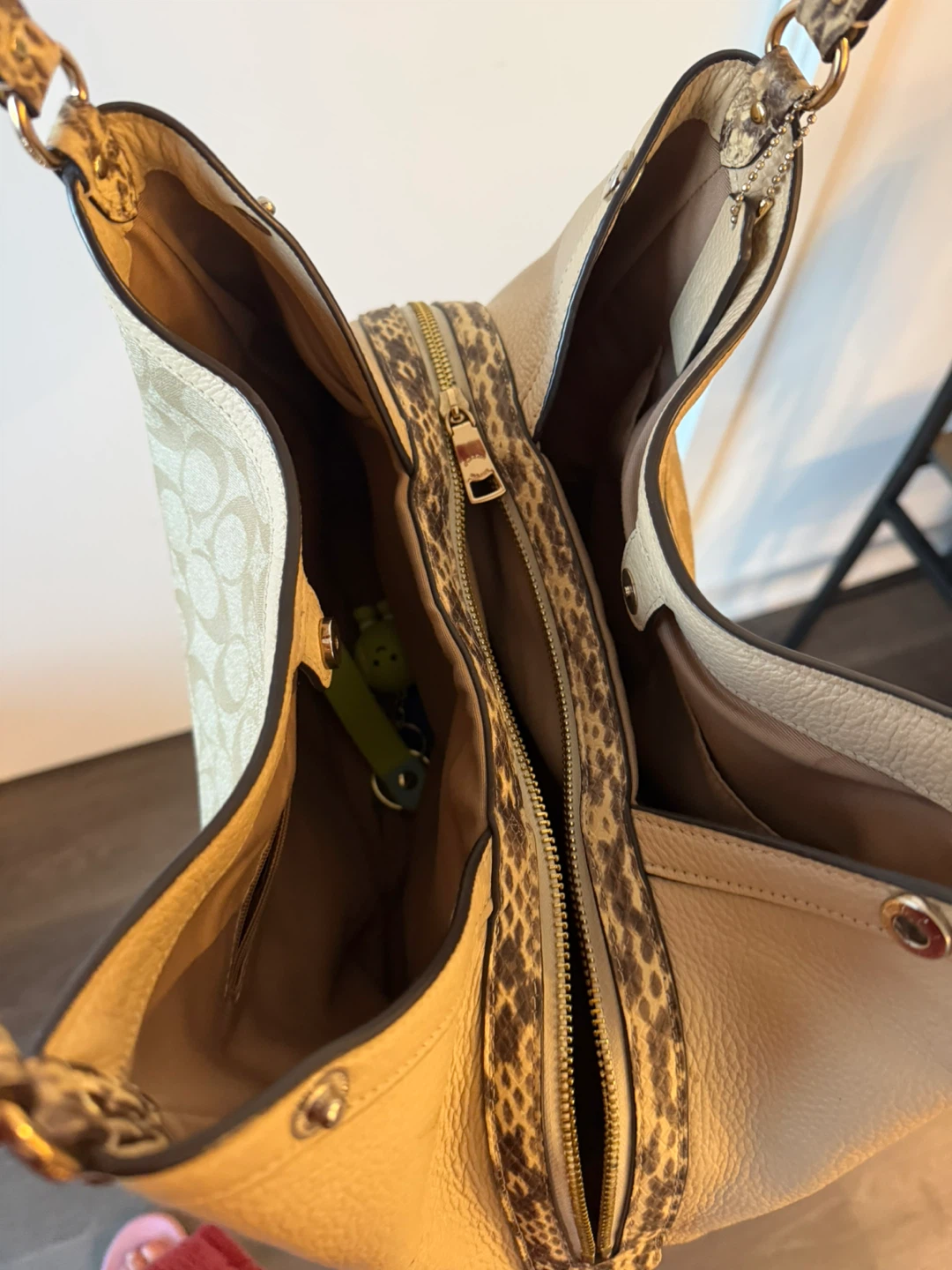 Coach Signature Hobo Bag with Snake Print Detail - photo 4