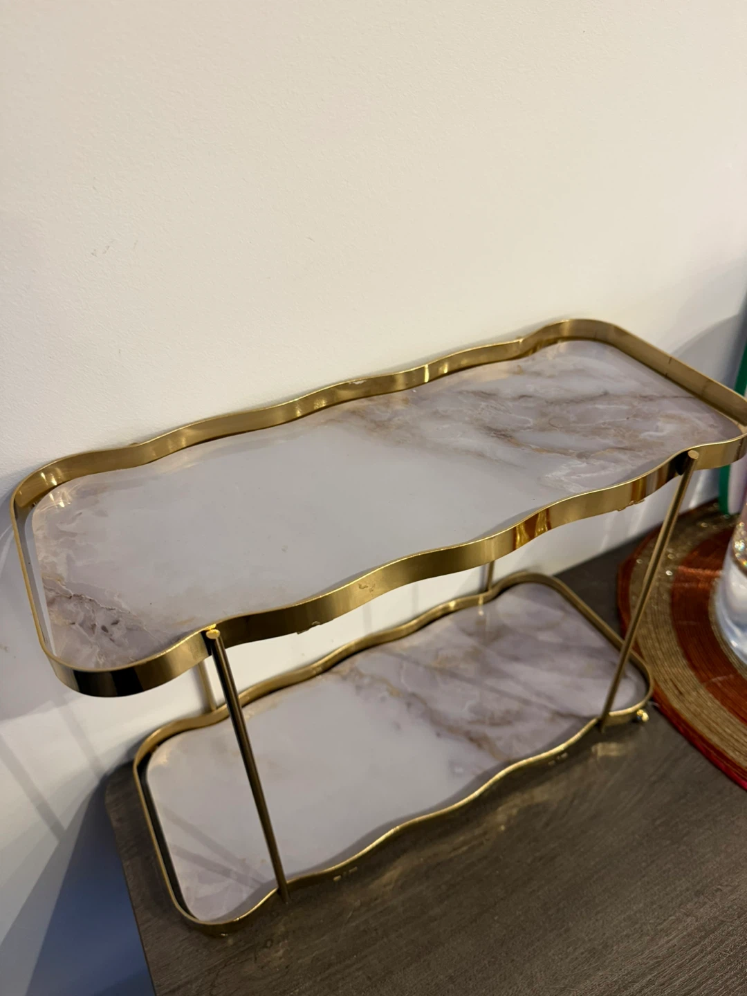 Two-Tier Gold and Faux Marble Tray - photo 2