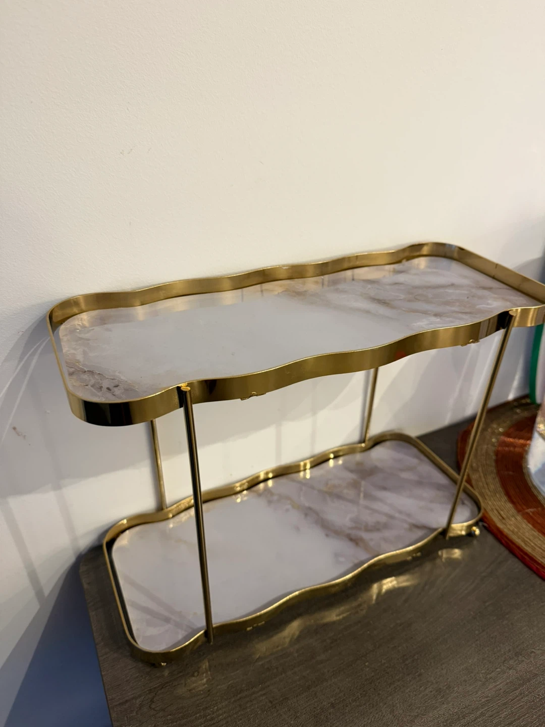 Two-Tier Gold and Faux Marble Tray