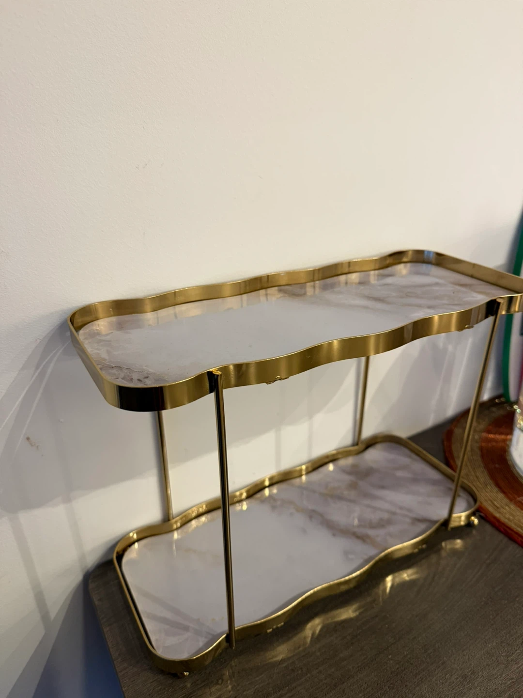 Two-Tier Gold and Faux Marble Tray - photo 3