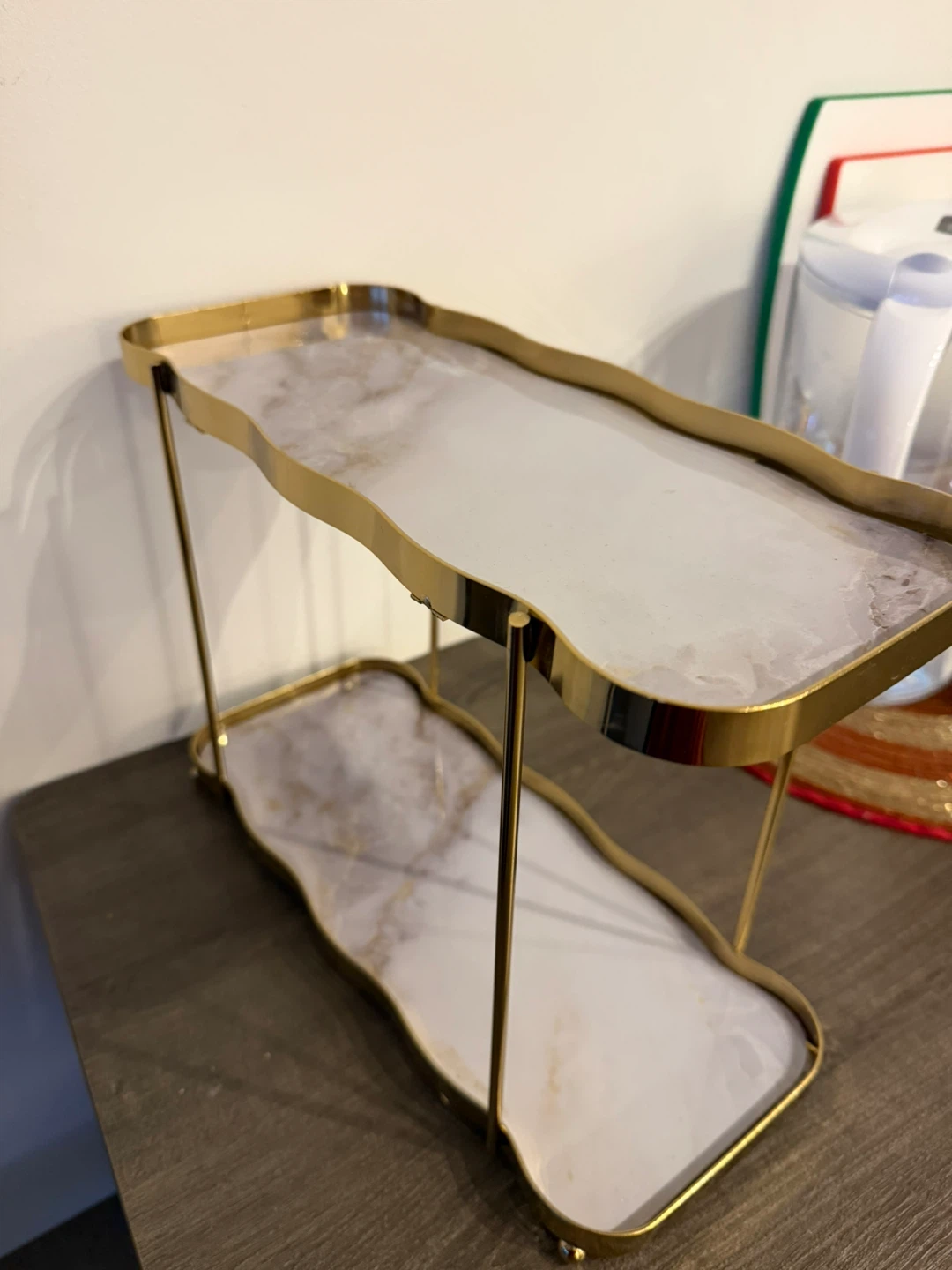 Two-Tier Gold and Faux Marble Tray - photo 4