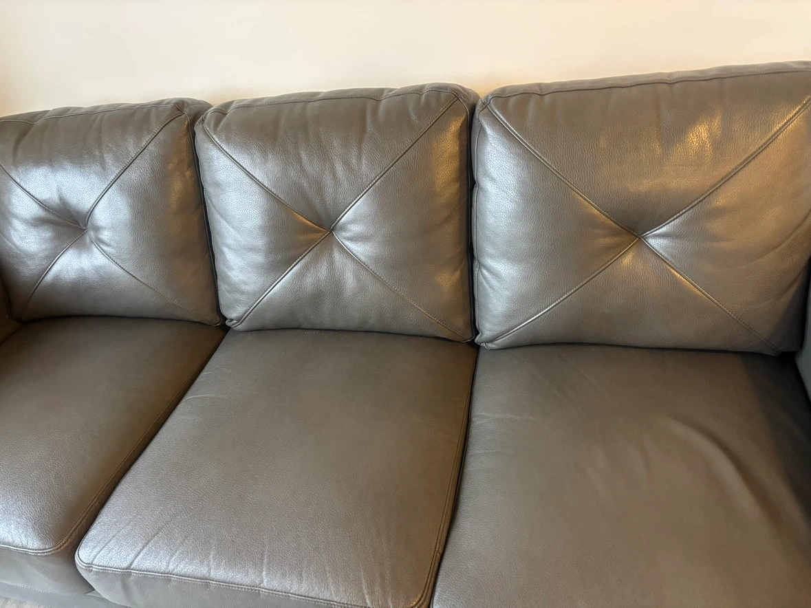 Grey Leather Sofa - photo 2