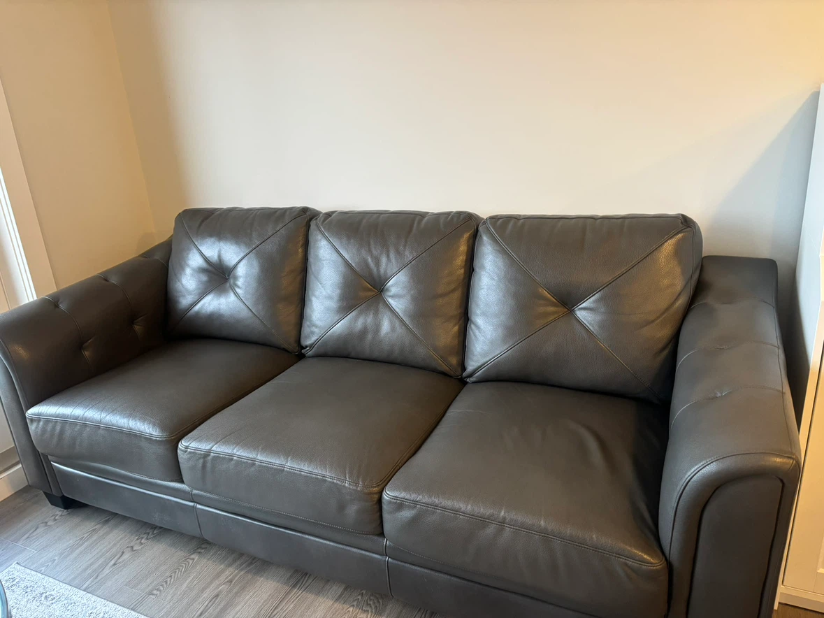 Grey Leather Sofa - photo 4