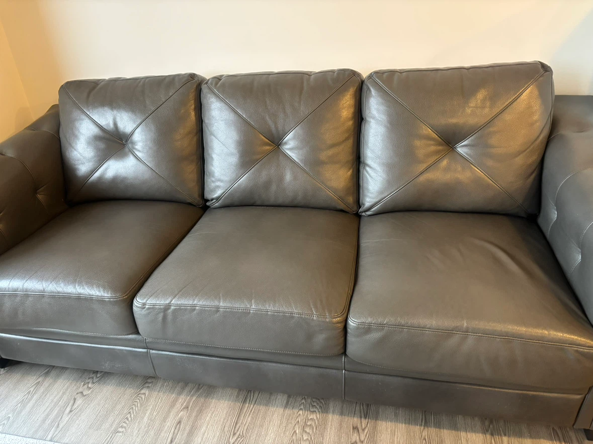 Grey Leather Sofa - photo 5