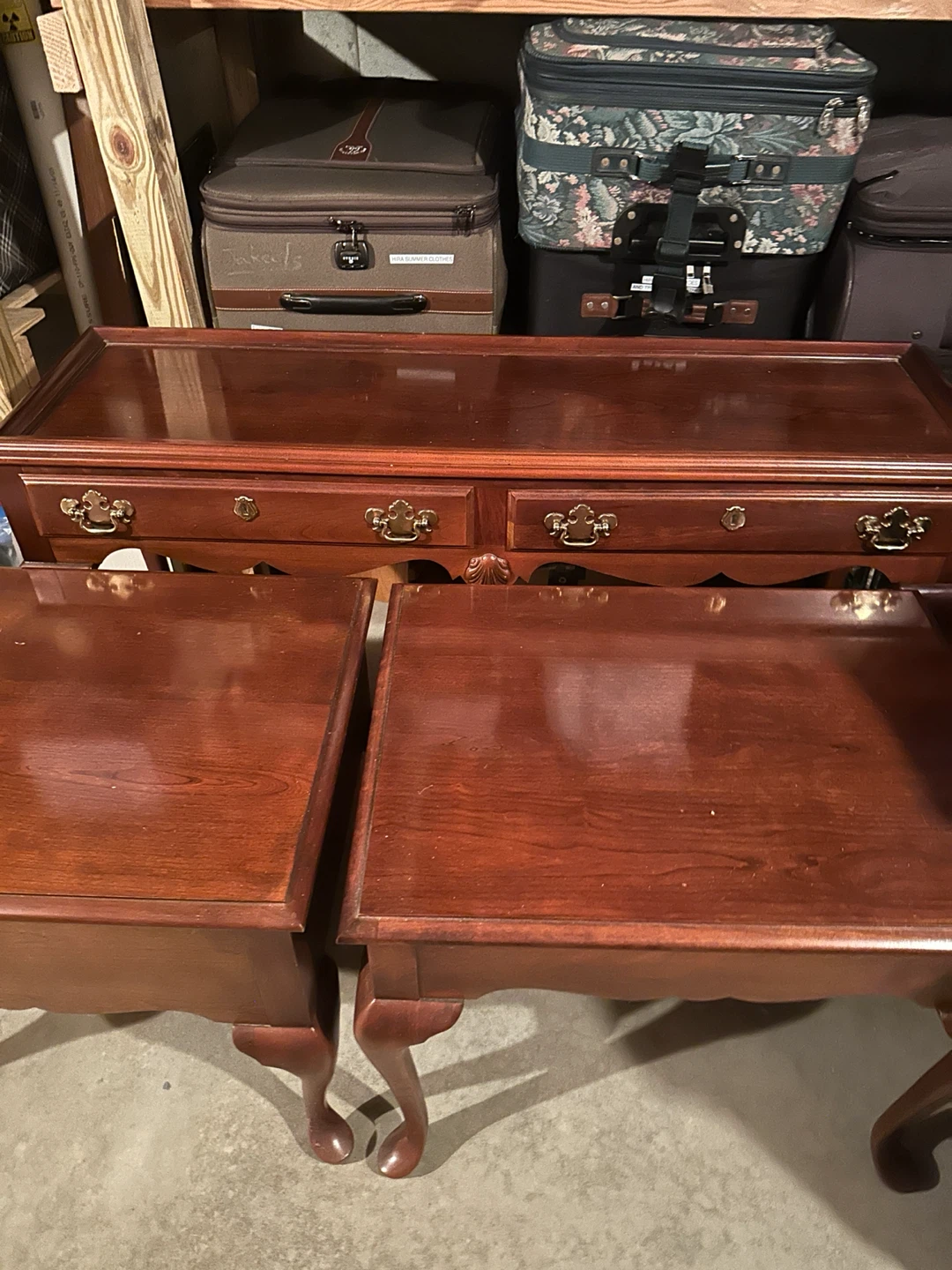Cherry Wood Console Table with Drawers set of 3 - photo 3