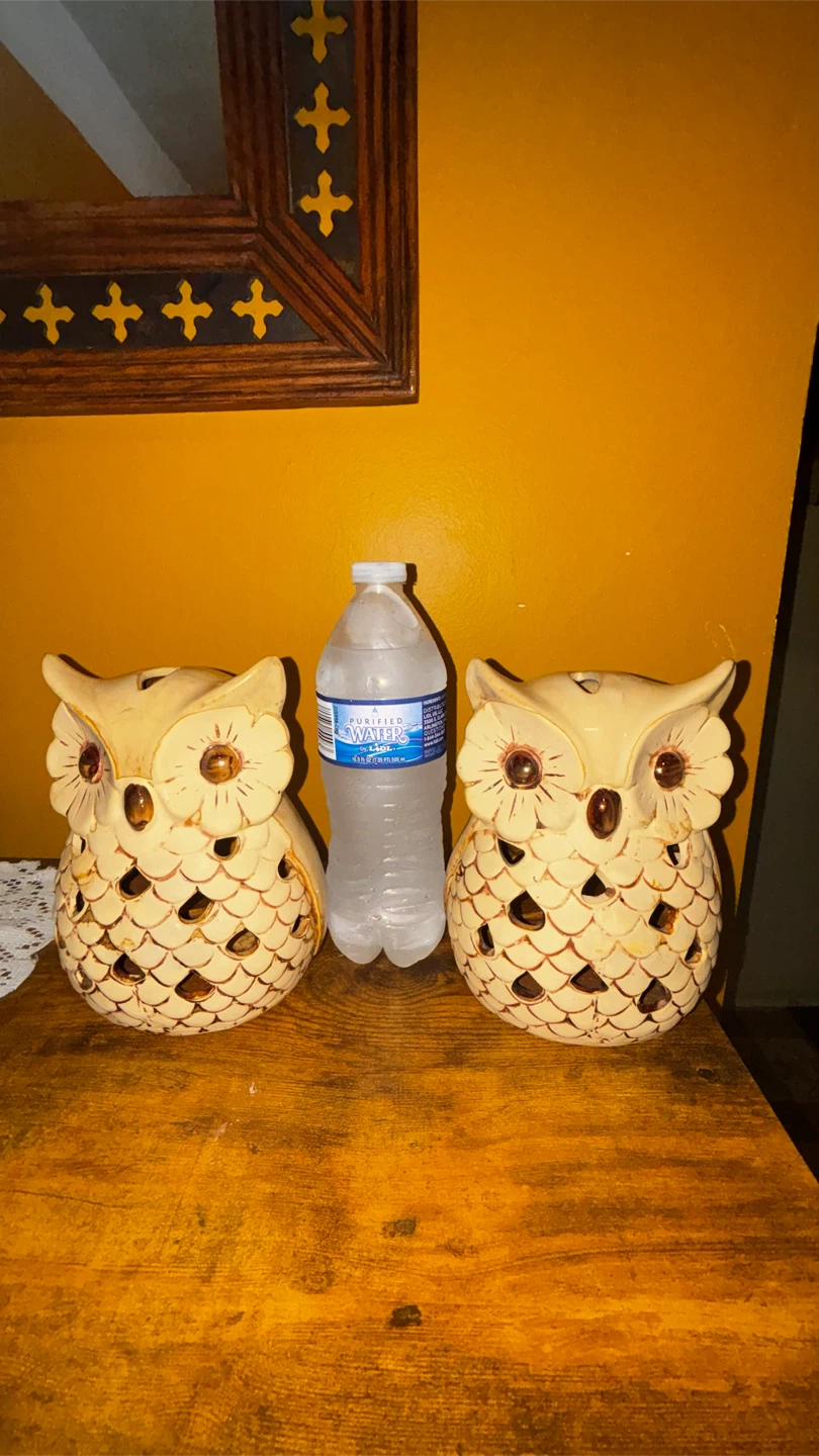 Ceramic Owl Votive Candle Holder Set - photo 2