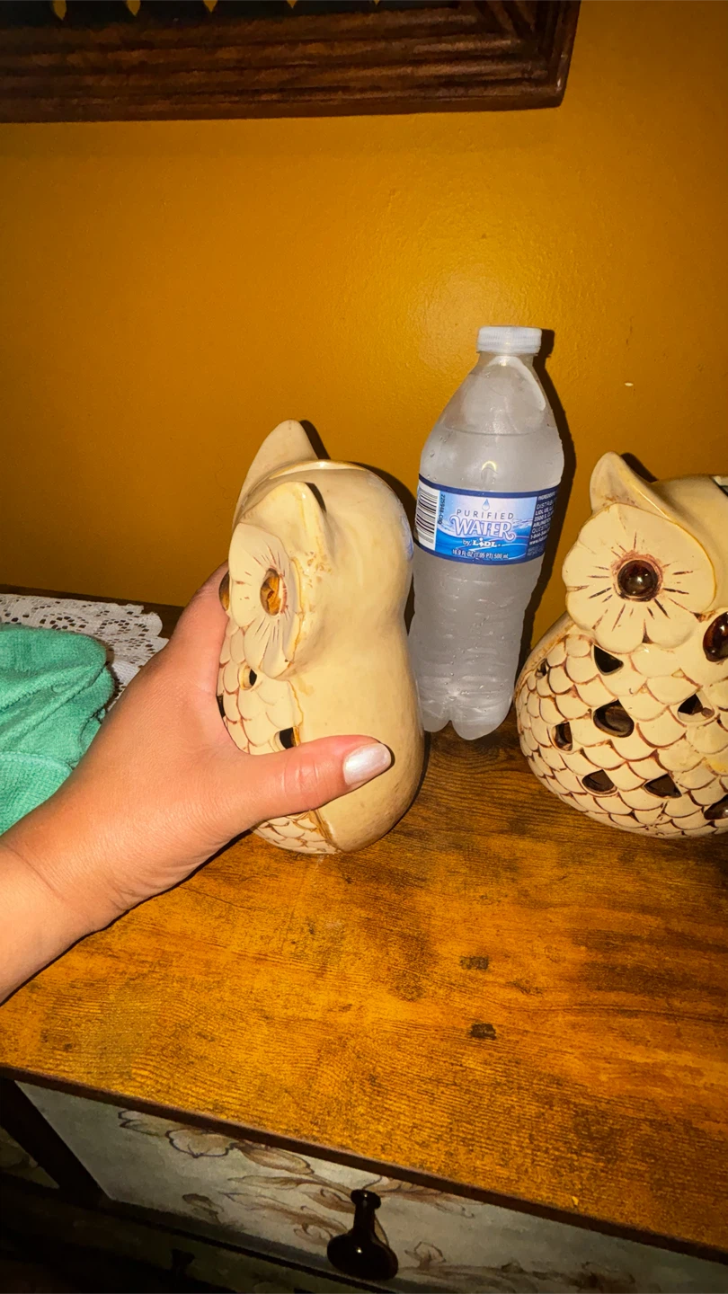 Ceramic Owl Votive Candle Holder Set - photo 3