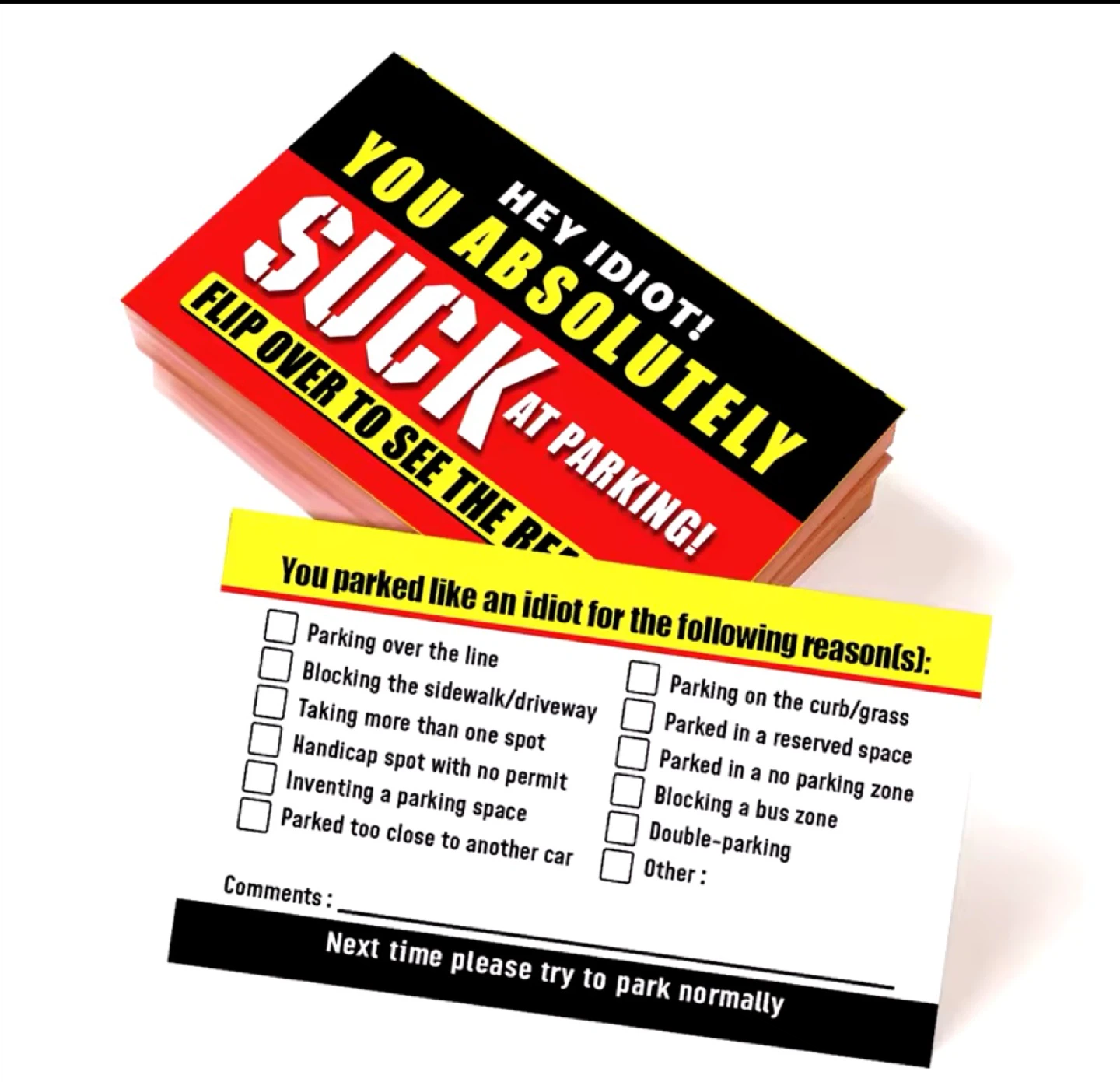 Brand New ASSHOLE Parking Cards 50 pack - GAG JOKE